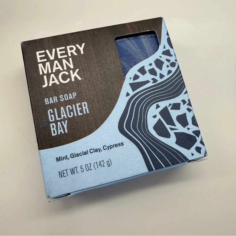 Every Man Jack Glacier Bay Deodorant Soap 5oz Mint & Clay Bar Set of 2 Shower